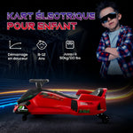 Kart électrique pour enfant 12V, karting enfant, vitesse réglable 3-8 km/h, mode de dérive, 90 x 53 x 99 cm, rouge