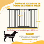 Barrière de sécurité pour chiens et bébés 76 à 130 cm avec extension fixation par pression sans perçage blanc