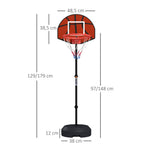 Support panier de basket-ball 2 en 1 avec hauteur réglable 129-179 cm et jeu de 6 fléchettes magnétique