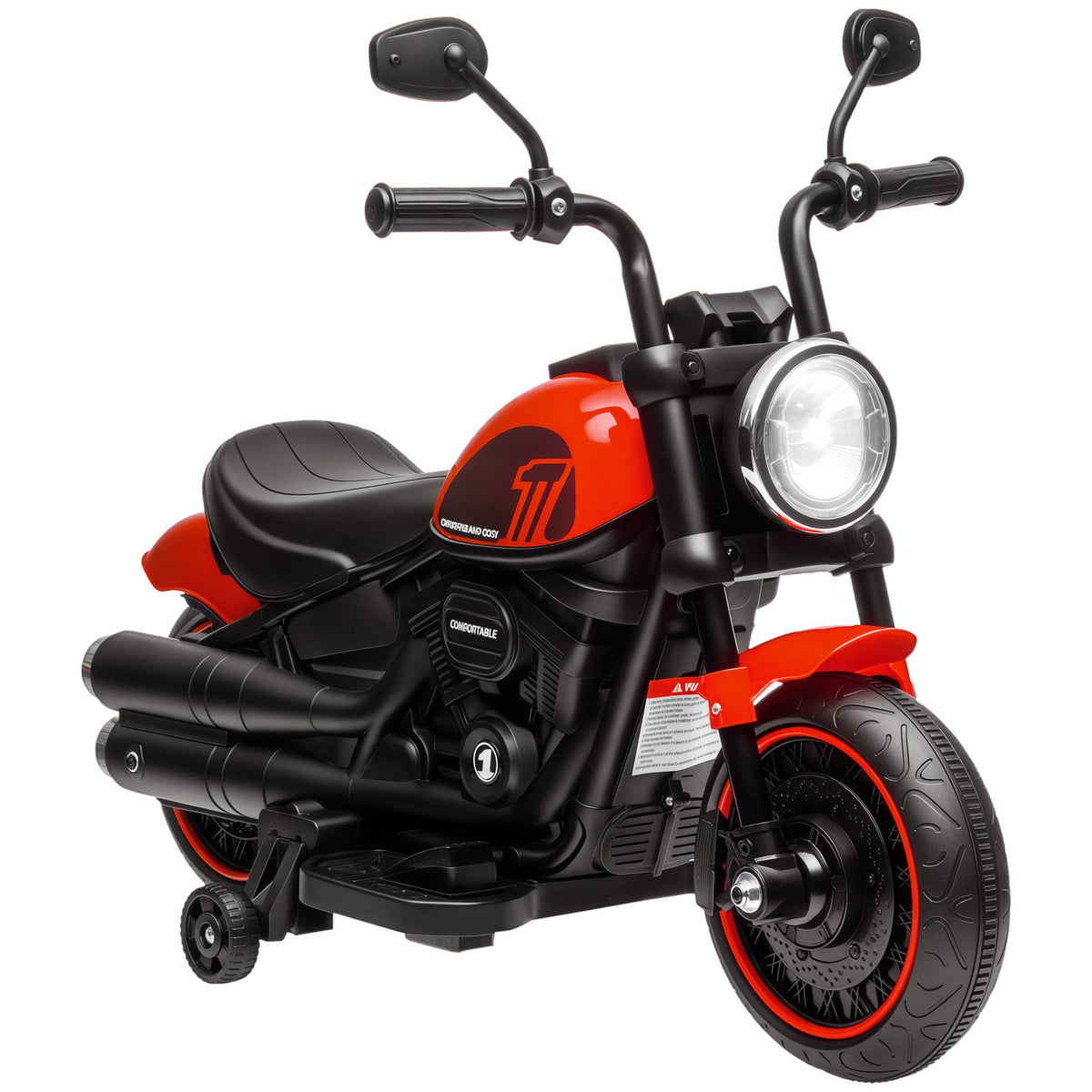 Moto électrique pour enfants 3 km/h 6V avec phare LED 2 roues d'entraînement de 18 à 36 mois avec moteur puissant rouge