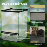 Terrarium en verre pour reptiles vivarium 12 L avec couvercle en treillis métallique, 20 x 20 x 30 cm, noir