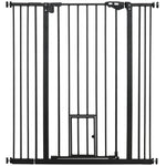 Barrière de sécurité animaux de 104,1H cm avec porte fermeture automatique système de double verrouillage noir