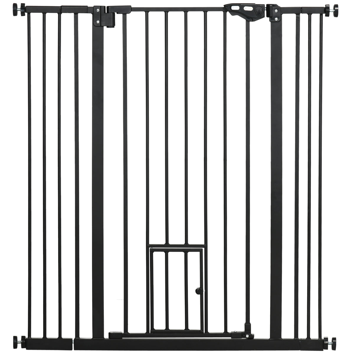 Barrière de sécurité animaux de 104,1H cm avec porte fermeture automatique système de double verrouillage noir