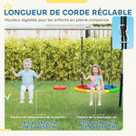 Balançoire Portique Enfants 5 en 1 avec Toboggan, 3 Balançoire, Face à Face, Hauteur Réglable, 3-8 ans, Multicolore