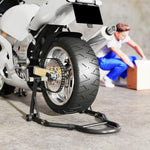 Béquille roue avant arrière charge 390 kg béquille d'atelier moto bras réglable en acier, fourche en forme de U + L noir