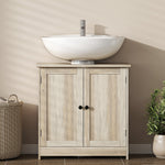 Meuble sous Lavabo, Meuble de Salle de Bain Placard à 2 Portes, Étagère Réglable, Anti-Humidité, 60 x 30 x 60 cm, Gris
