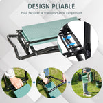 Tabouret de Jardin Pliable agenouilloir de Jardin siège Jardinage avec Coussin Pochette Rangement Outils Vert