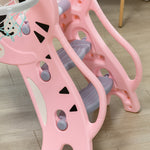 Toboggan pour enfants, toboggan intérieur pour enfants, avec panier de basket, thème tigre, de 18 à 36 mois, rose