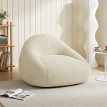 Pouf per adulti in velluto a coste, imbottito in schiuma, forma avvolgente, senza montaggio, 114x121x60 cm, crema