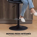 Lot de 2 tabourets de bar, chaises de bar réglable en hauteur avec assise pivotant en PU 44 x 45 x 85-106 cm noir