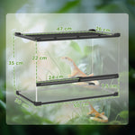 Boîte à reptiles, boîte d'élevage de reptiles, fermeture sécurisée par rotation, ventilation frontale, 50x30x35cm, noir