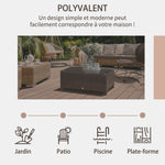 Table Basse de Jardin Plateau Verre trempé 5 mm rotin tressé 85 x 50 x 39cm Max. 50 kg Marron