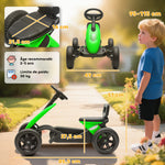 Kart à pédales pour enfants, karting enfant de 2 à 5 ans avec roues EVA silencieux, avancer et reculer, vert