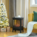 Cheminée électrique poêle Style néo-rétro 900-1800 W Simulation Flammes LED luminosité réglable Acier ABS Noir