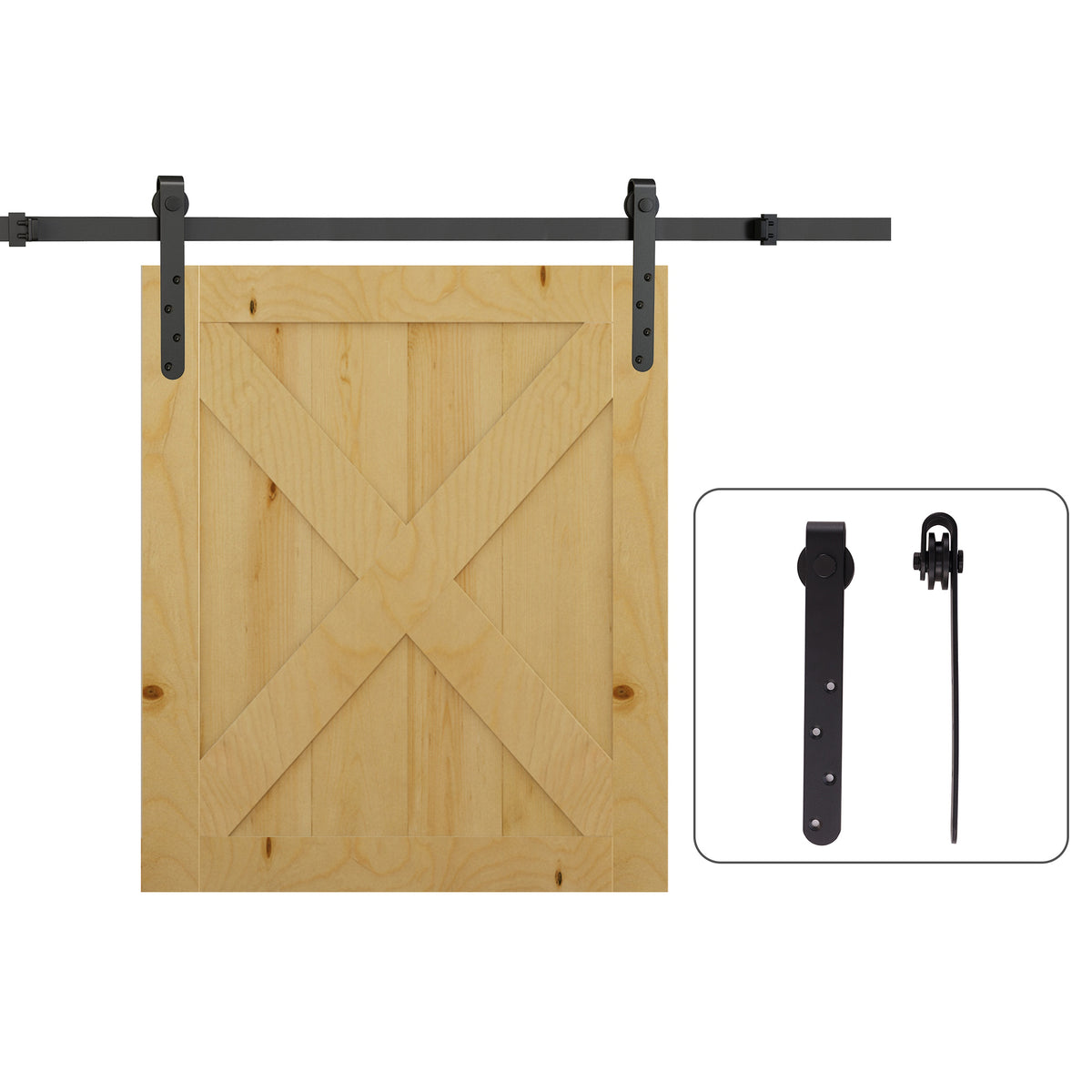 Kit de Porte Coulissante, Système Galandage avec Porte Épaisseur 20-25 mm, Largeur Max. 0,9 m, Charge 20 kg, Acier Noir