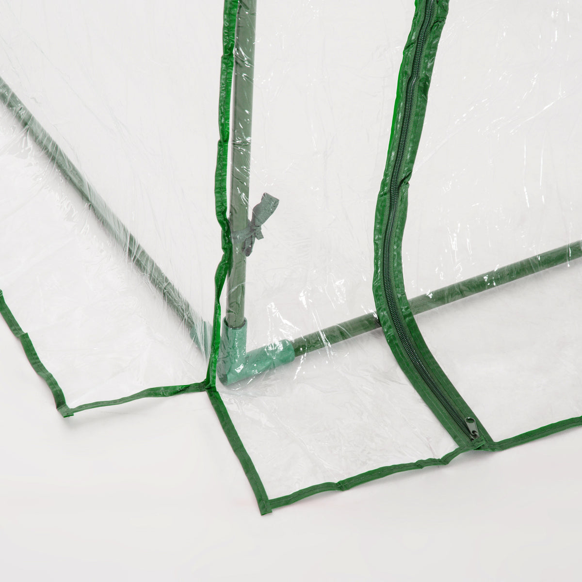 Serre de Jardin Tunnel mini serre tunnel serre à tomates 2L x 1l x 0,8H m Grande Porte zippée bâche Plastique Transparent métal époxy Vert