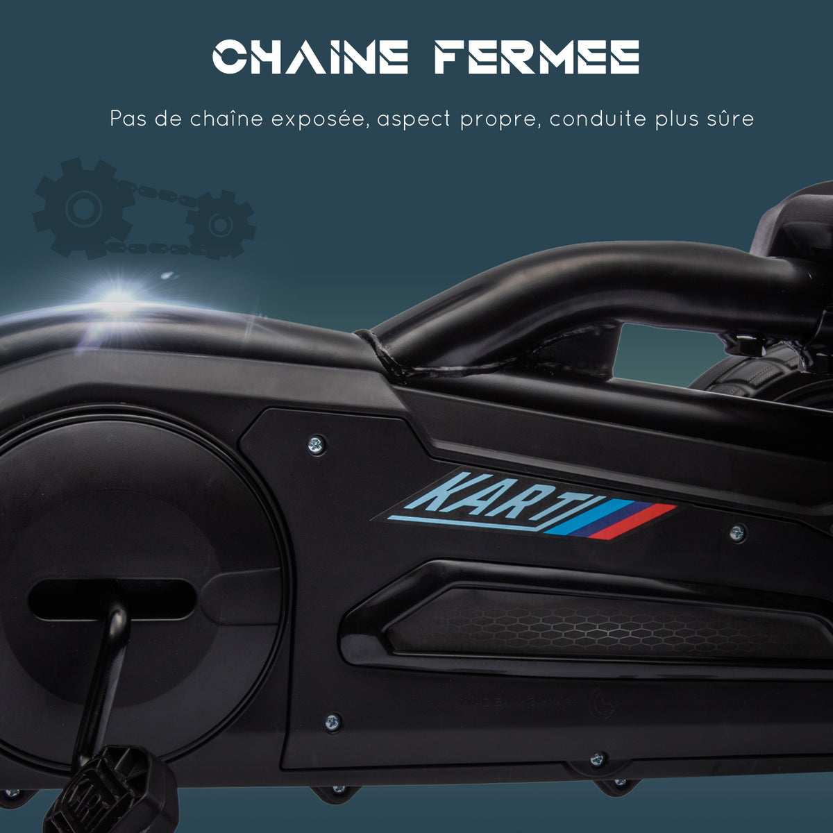 Kart à pédales pour enfants avec siège ajustable 4 positions et roues en EVA 100 x 58 x 58,5 cm noir