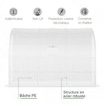 Serre de Jardin adossée avec Étagères 3 Niveaux, Petite Serre de Balcon en Bâche PE 140 g/㎡ 300 x 150 x 213 cm, blanc