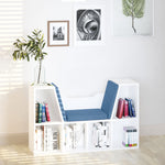 Bibliothèque banc 2 en 1 avec coussins de siège, étagère cube 6 compartiments ouverts et 2 niveaux, meuble de rangement pour salon, chambre à coucher, bureau, 102 x 30 x 61 cm, bleu