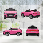 Voiture électrique enfants, véhicule électrique 12V avec télécommande 2,4G, phares, musique, klaxon, port USB, MP3, rose
