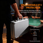 Mallette de poker coffret de poker complet 400 jetons, boîtier en ABS, cartes à jouer, dés, dealer, tapis, clés