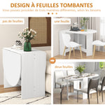 Table à manger pliante, table pliante cuisine ovale jusqu'à 6 personnes, pour petits espaces, salle à manger, blanc-4