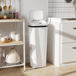 Poubelle cuisine automatique 50L en acier inoxydable, poubelle à capteur de mouvement sans contact, 33x25x84cm, blanc