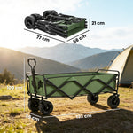 Chariot de Jardin Pliable 130L avec Roues, Remorque Robuste avec Freins, Poignée Réglable, vert