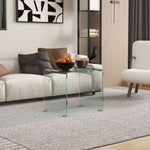 Table basse en verre table de salon rectangulaire design moderne en verre trempé avec bords arrondis sûrs transparent