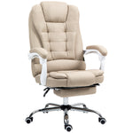 Fauteuil de bureau manager chaise pour ordinateur avec repose-pied dossier inclinable accoudoirs rembourrés en lin beige