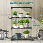 Étagère à fleurs en acier 4 niveaux intérieur et extérieur support de plantes pour jardin balcon salon 67x49x105cm vert