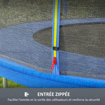 Filet de remplacement pour trampolines Ø 366 cm 8 poteaux droits filet de sécurité pour trampolines, entrée zippée
