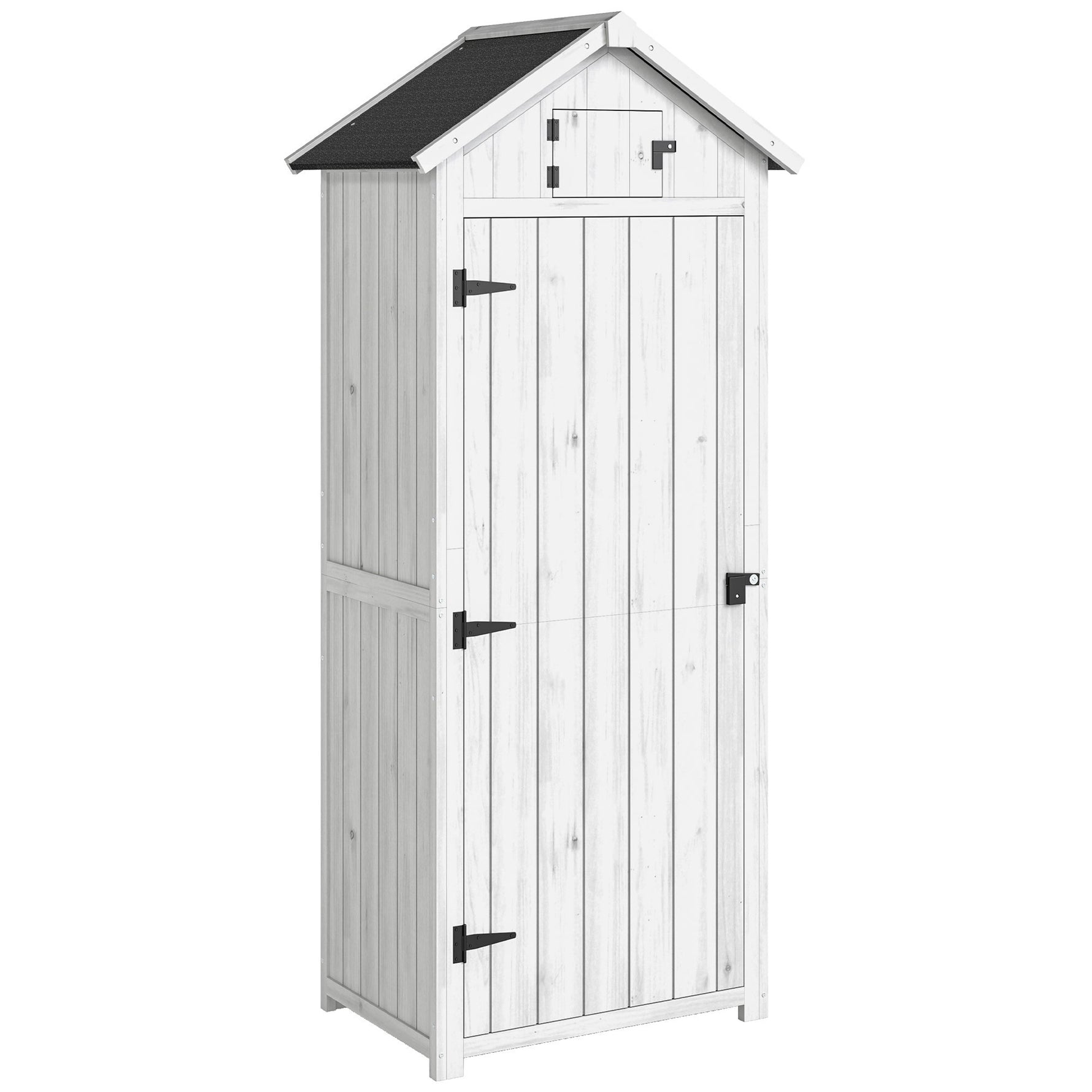Armoire de Jardin Extérieur en Bois, Abri pour Outils, 3 Étagères, 2 Portes à Loquets, 77x54x179cm, Gris Clair