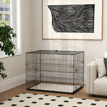 Cage caisse de transport pliante pour chien poignée, plateau amovible, coussin fourni 90 x 57,5 x 62 cm noir