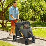 Poussette chien chariot pour chat 4 roues pliage en un clic laisse de sécurité charge 30 kg 112 x 67 x 100 cm gris foncé