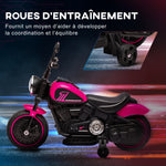 Moto électrique pour enfants 3 km/h 6V avec phare LED 2 roues d'entraînement de 18 à 36 mois avec moteur puissant rose