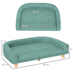 Canapé pour chien grand lit surélevé pour chien coussin lavable cadre en bois tissu polyester 98 x 67 x 25 cm vert clair