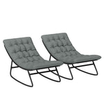 Lot de 2 fauteuils à bascule extérieur avec coussins épais, siège tissu textilène respirant et cadre en acier, gris