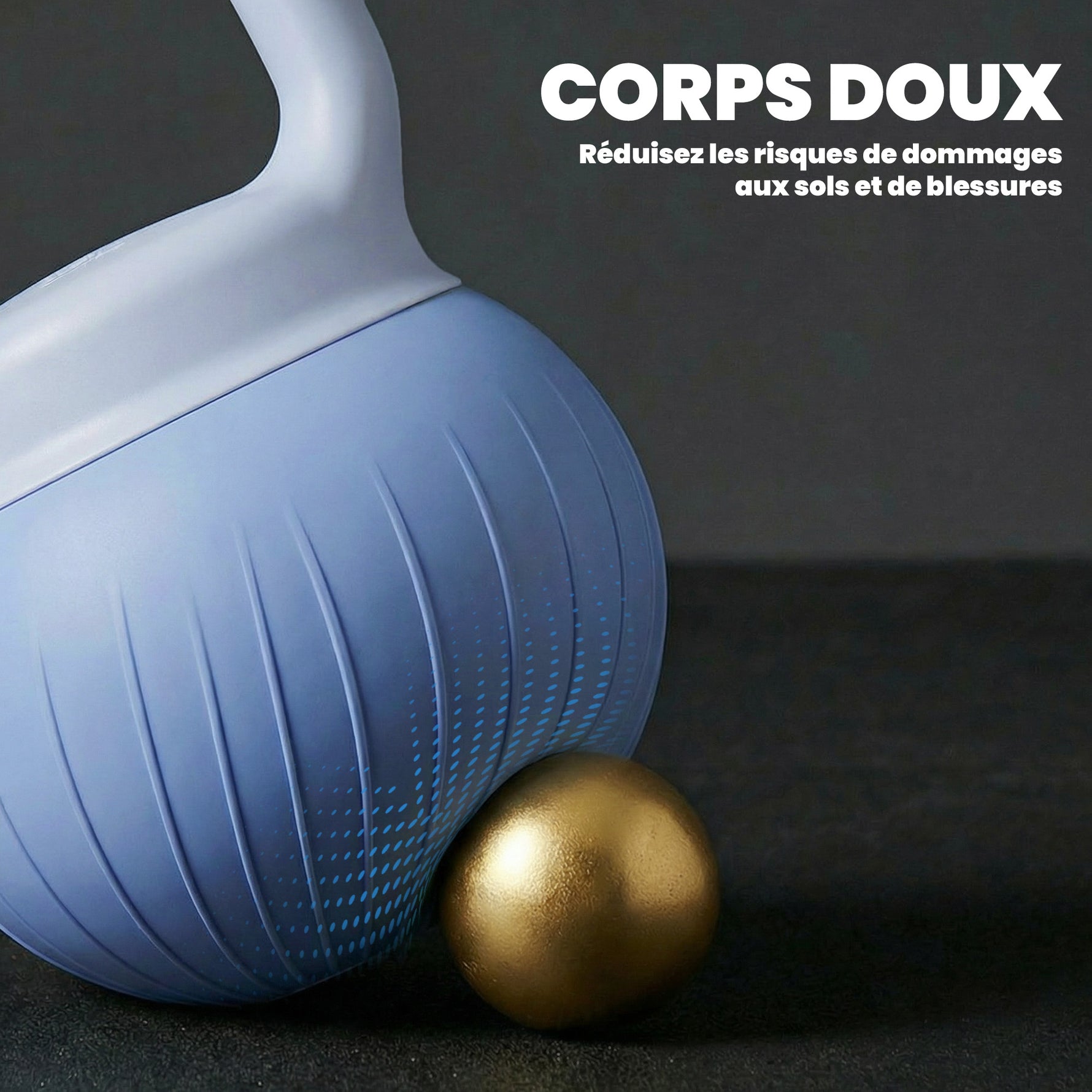Kettlebell 10 kg, haltère avec poignée Antidérapante ergonomique, haltère à boule, musculation, entraînement, Bleu