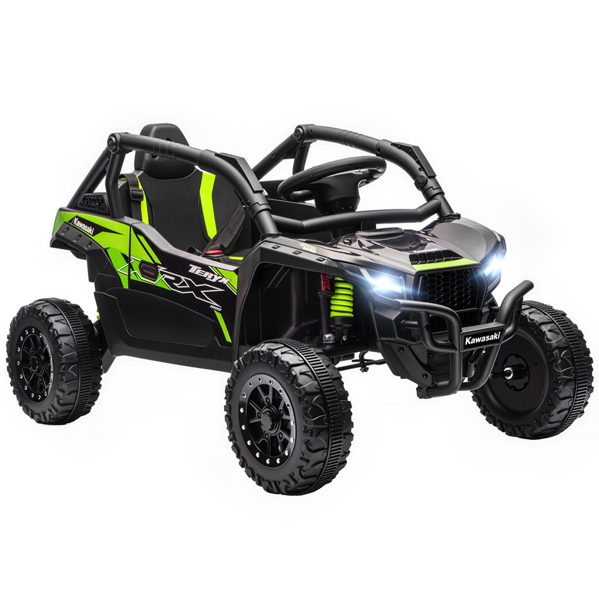 Voiture électrique enfant UTV KAWASAKI TERYX KRX 1000 12 V à 2 moteurs 25 W télécommande 2,4 Ghz 100 x 64 x 56 cm noir