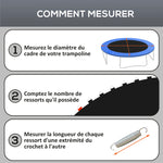 Tapis de rechange pour trampoline tapis de saut de remplacement, compatible trampoline Ø 2,4 m et ressorts de 14 cm