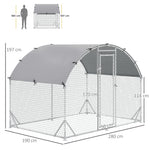 Grand enclos poulailler 5,32 ㎡ parc grillagé toit anti-UV porte verouillable 2,8 x 1,9 x 1,97 m argenté