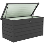 Coffre de rangement exterieur XXL 311L coffre de jardin acier galvanisé verrouillable vérin à gaz 120x62x62cm gris foncé