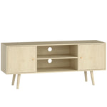 Meuble TV meuble télé pour téléviseur jusqu'à 55 pouces 2 placards et 2 étagères ouvertes 120x34x50cm effet bois naturel