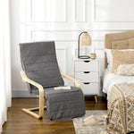 Fauteuil Luxe Confort et Relaxation avec Repose-Pied réglable déhoussable 94 x 66,5 x 100 cm cm Bois Massif Gris