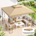 Toit de Remplacement pour pavillon de Jardin Toile de Rechange pour pavillon tonnelle Tente 3 x 3 m Beige