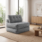 Fauteuil Convertible 1 Place 95 x 220 cm avec 2 Oreillers, Siège Épais, Fauteuil-Lit Chauffeuse 3 en 1, Gris Clair