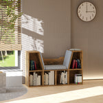 Bibliothèque banc 2 en 1 avec coussins de siège, étagère cube 6 compartiments ouverts, 102 x 30 x 61 cm, brun rustique