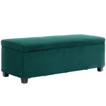 Banc de rangement bout de lit en velours côtelé avec couvercle, pour salon, chambre, entrée, 112 x 42 x 40 cm, vert