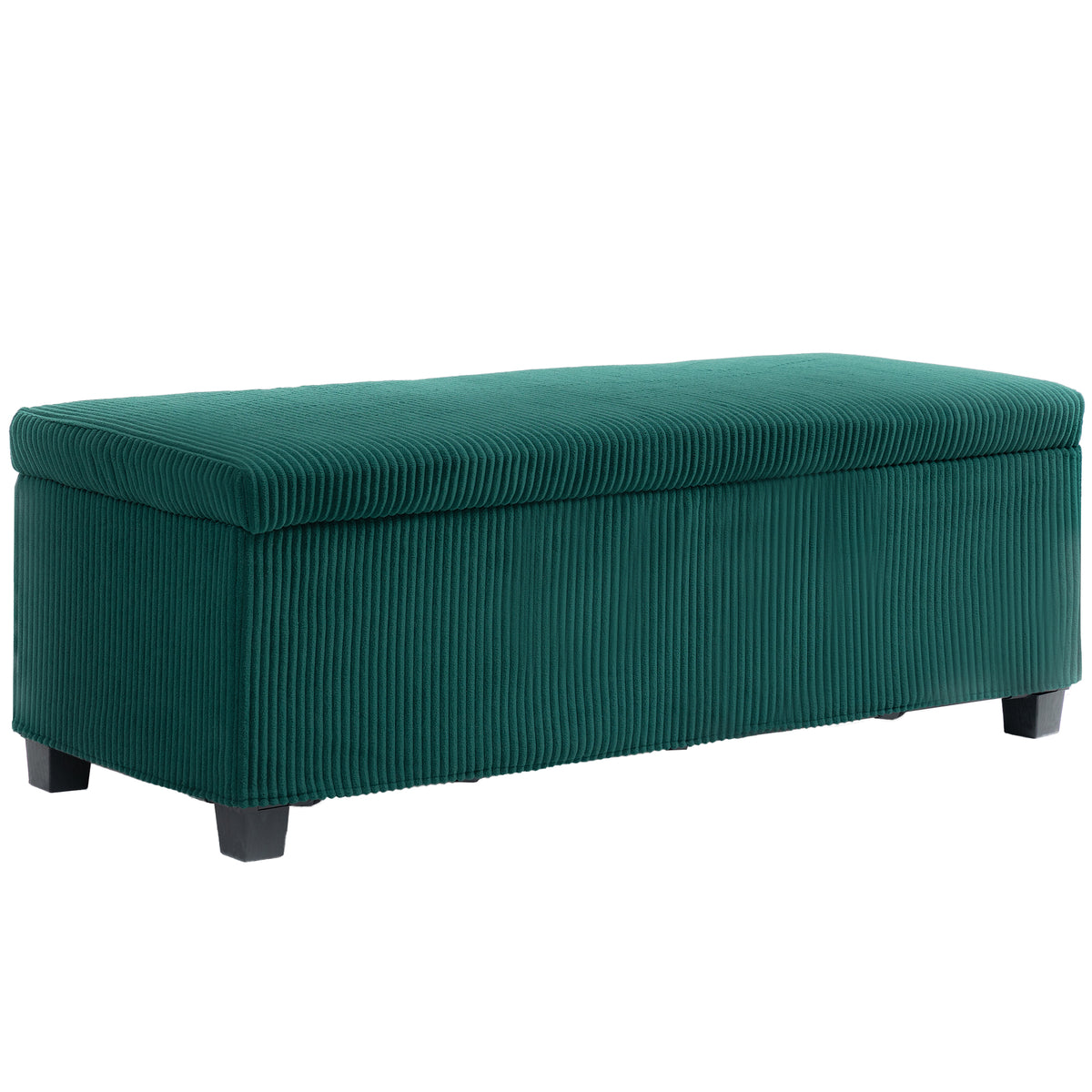 Banc de rangement bout de lit en velours côtelé avec couvercle, pour salon, chambre, entrée, 112 x 42 x 40 cm, vert